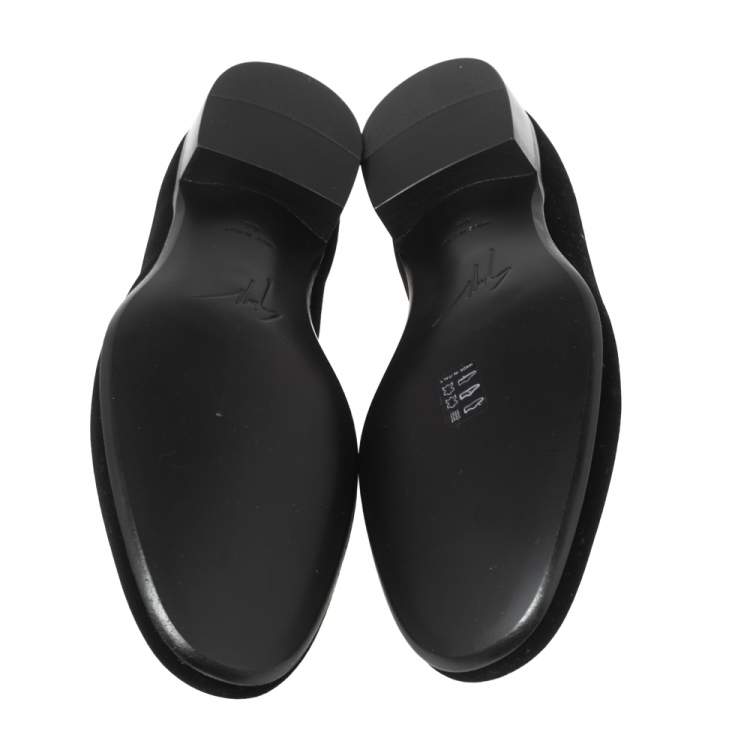 Pre Owned Giuseppe Zanotti  Black  Velvet Slip On Loafers Size 44