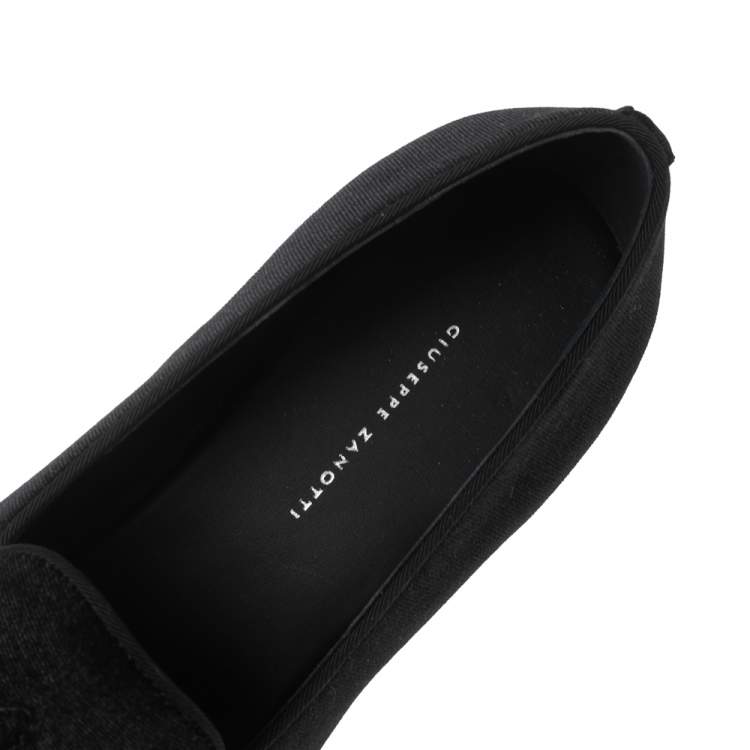 Pre Owned Giuseppe Zanotti  Black  Velvet Slip On Loafers Size 44