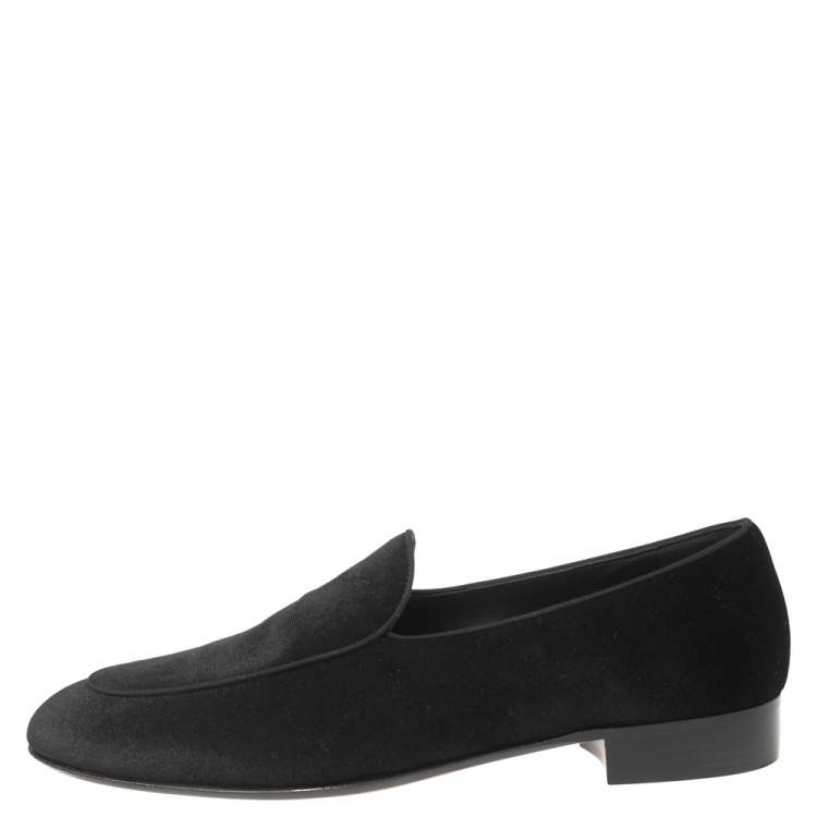 Pre Owned Giuseppe Zanotti  Black  Velvet Slip On Loafers Size 44