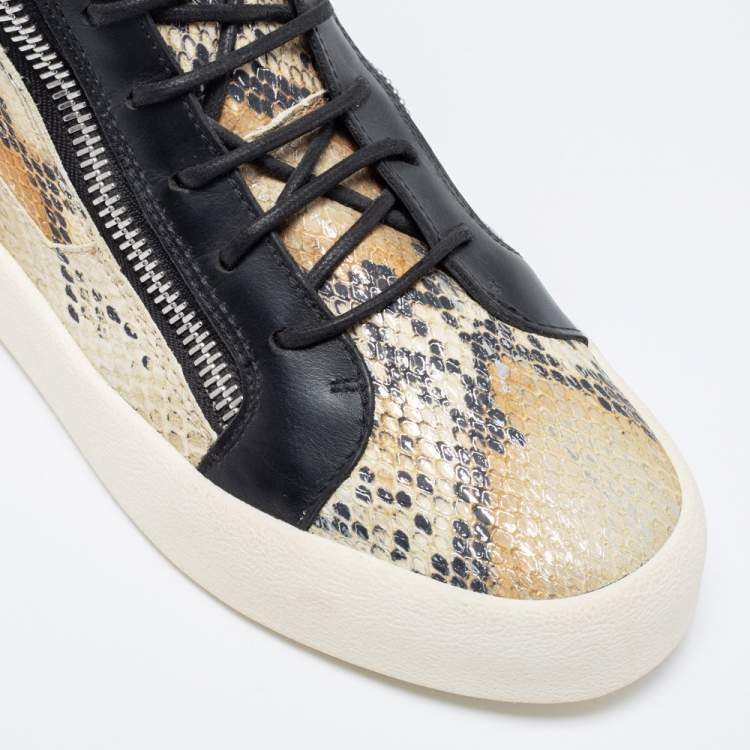 Pre Owned Giuseppe Zanotti Multicolor Snake Embossed Leather May London Double Zip High Top Sneakers Size 40