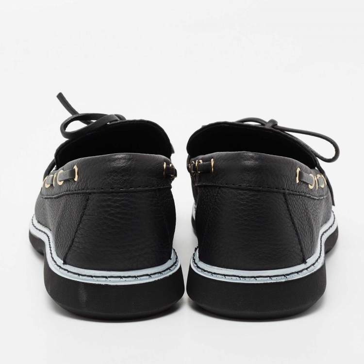 Pre Owned Giuseppe Zanotti Black Leather Kevin Bow Slip On Loafers Size 44