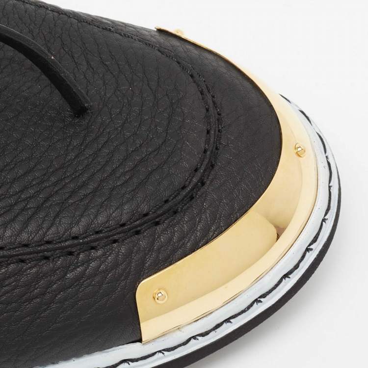 Pre Owned Giuseppe Zanotti Black Leather Kevin Bow Slip On Loafers Size 44