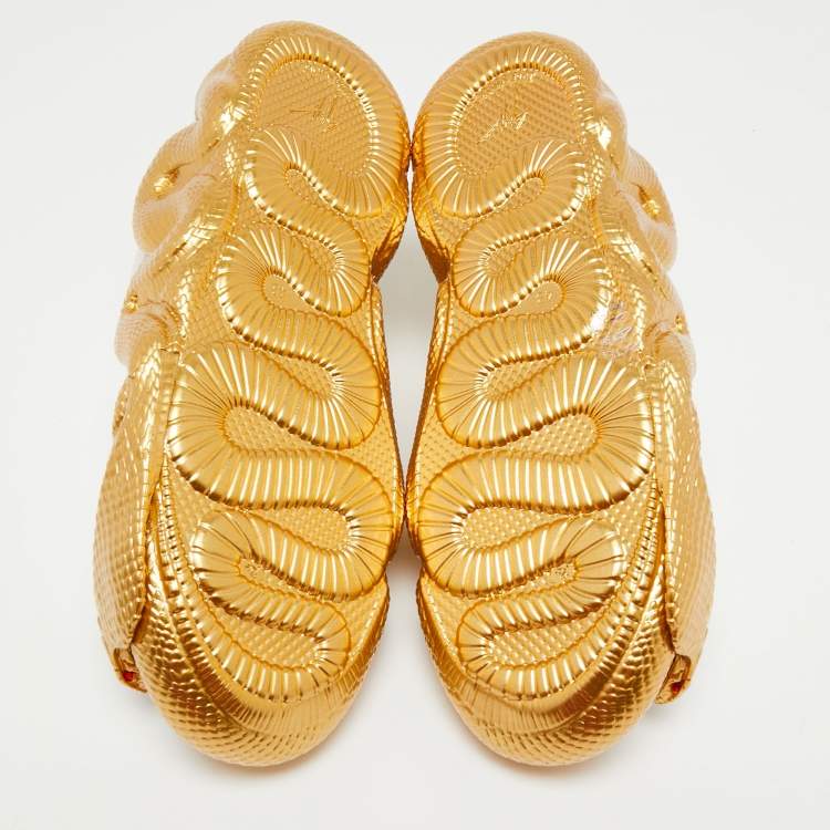 مملوكة مسبقًا Giuseppe Zanotti White/Gold Leather Lace Up Sneakers Size 43