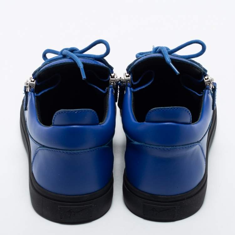 مملوكة مسبقًا Giuseppe Zanotti Blue Leather Frankie Low Top Sneakers Size 43