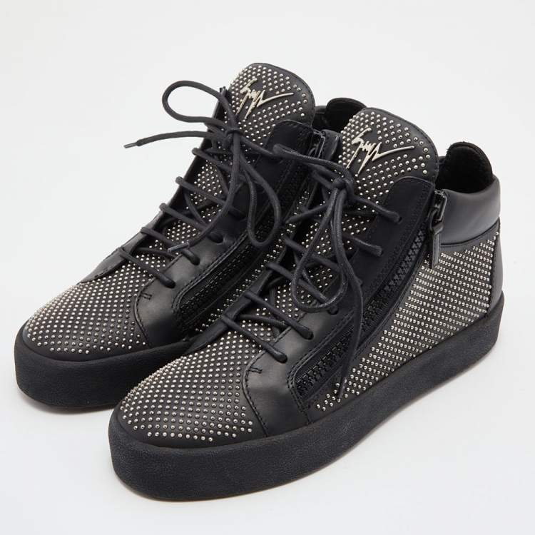 Ristede kontrast protestantiske Giuseppe Zanotti Black Leather Studded Kriss High Top Sneakers Size 43 Giuseppe  Zanotti | TLC