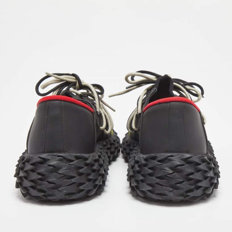 Pre Owned Giuseppe Zanotti Black Mesh and Leather Urchin Low Top Sneakers Size 43 