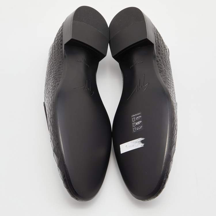 Pre Owned Giuseppe Zanotti Black Cros Embossed Leather Smoking Slippers Size 41