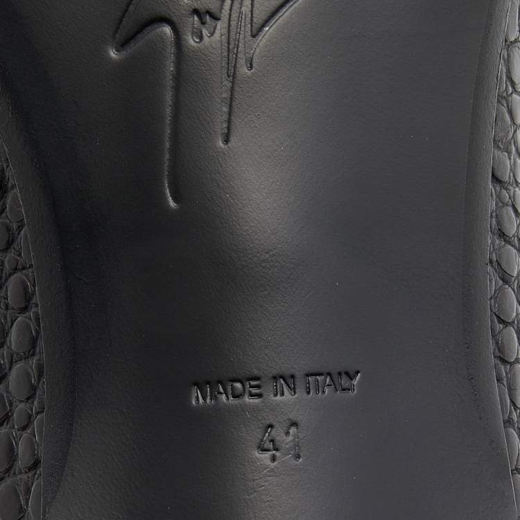 Pre Owned Giuseppe Zanotti Black Cros Embossed Leather Smoking Slippers Size 41