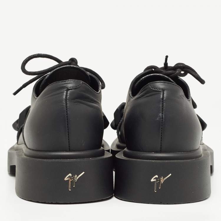 Pre Owned Giuseppe Zanotti Black Leather Chain Trim Adric Oxfords Size 39