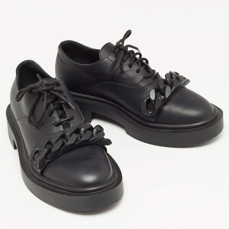 Pre Owned Giuseppe Zanotti Black Leather Chain Trim Adric Oxfords Size 39