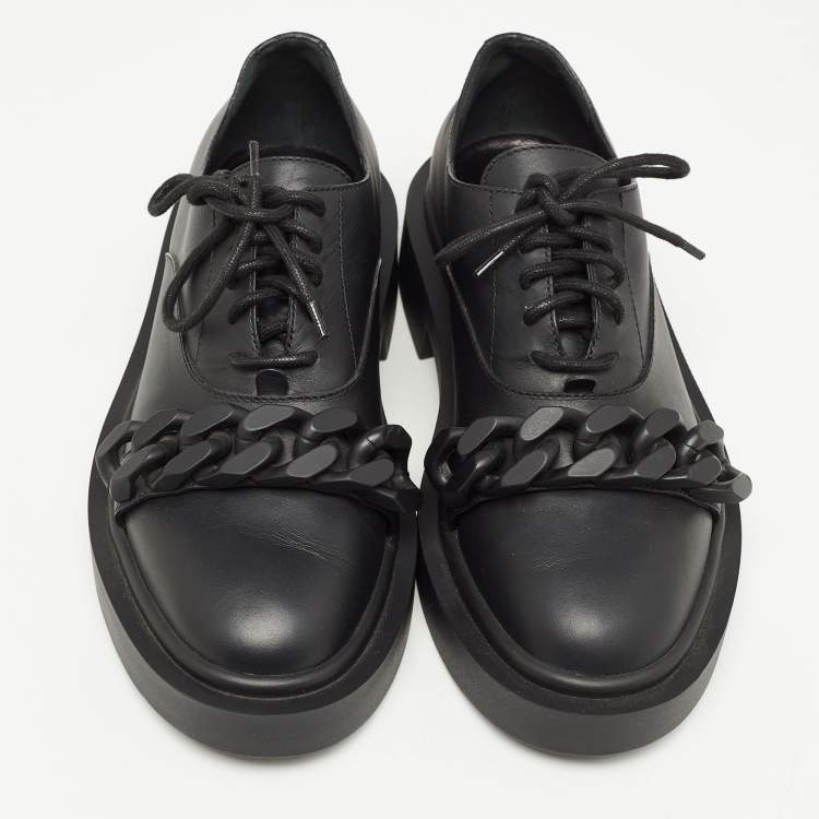 Pre Owned Giuseppe Zanotti Black Leather Chain Trim Adric Oxfords Size 39