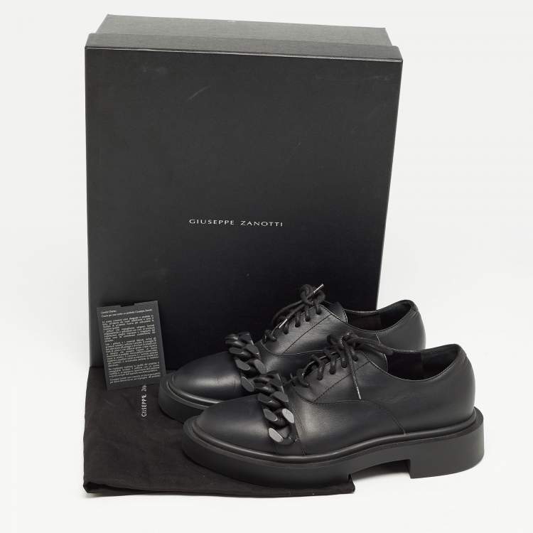 Pre Owned Giuseppe Zanotti Black Leather Chain Trim Adric Oxfords Size 39