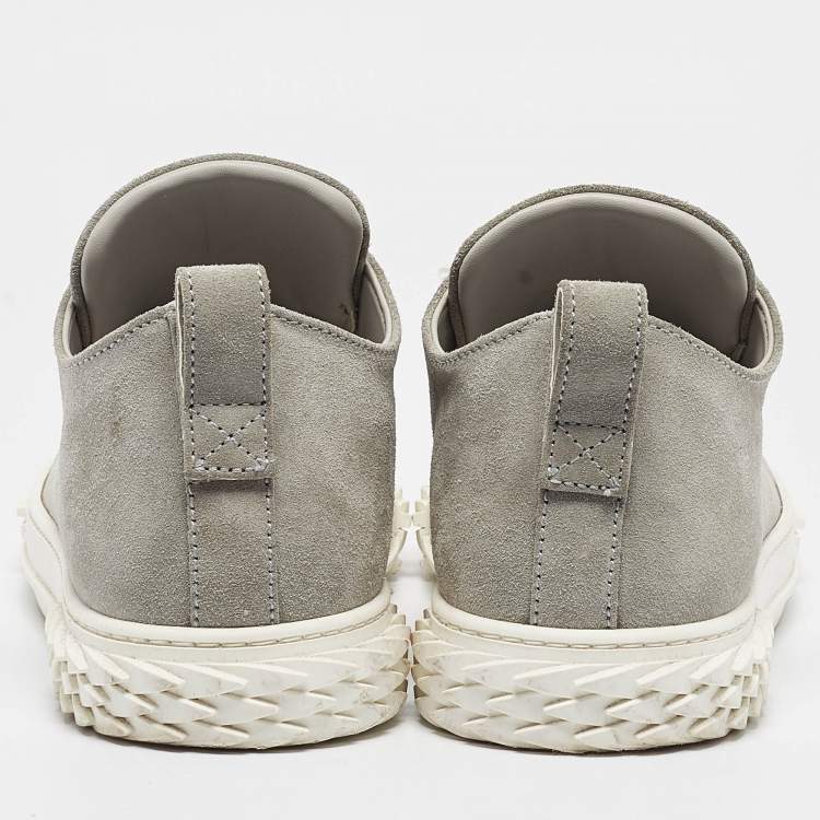 Pre Owned Giuseppe Zanotti Grey Suede Eco blabber Low Top Sneakers Size 45