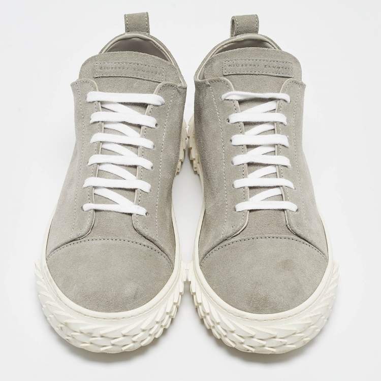 Pre Owned Giuseppe Zanotti Grey Suede Eco blabber Low Top Sneakers Size 45