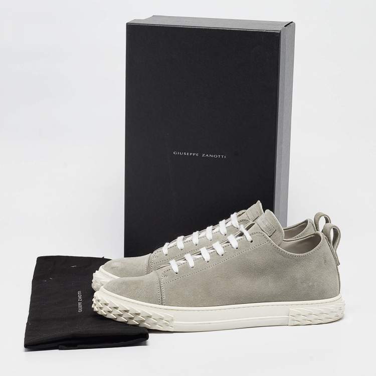 Pre Owned Giuseppe Zanotti Grey Suede Eco blabber Low Top Sneakers Size 45