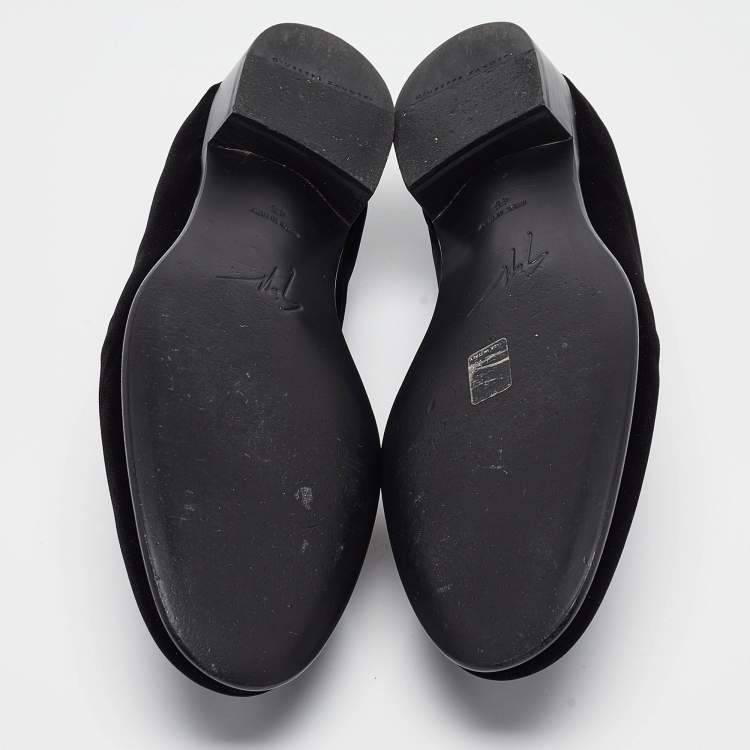 Pre Owned Giuseppe Zanotti Velvet Chain Detail Smoking Slippers Size 45