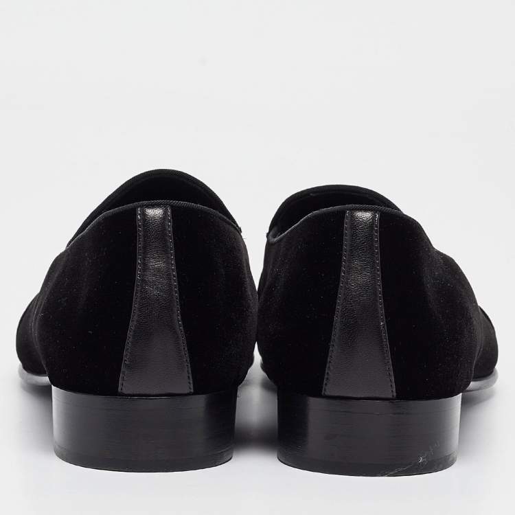 Pre Owned Giuseppe Zanotti Velvet Chain Detail Smoking Slippers Size 45