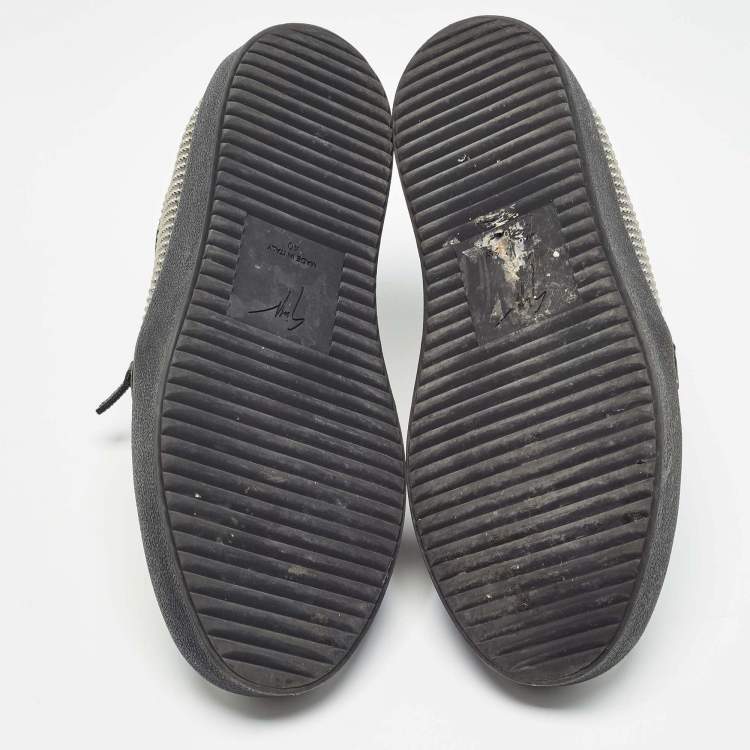 Pre Owned Giuseppe Zanotti Black Studded Leather Eve Slip On Sneakers Size 40