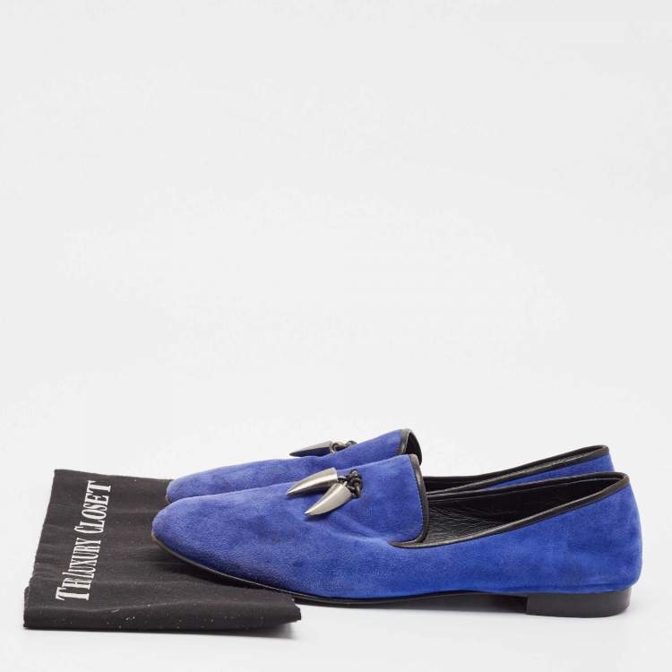 Pre Owned Giuseppe Zanotti Blue Suede Kevin Loafers Size 43