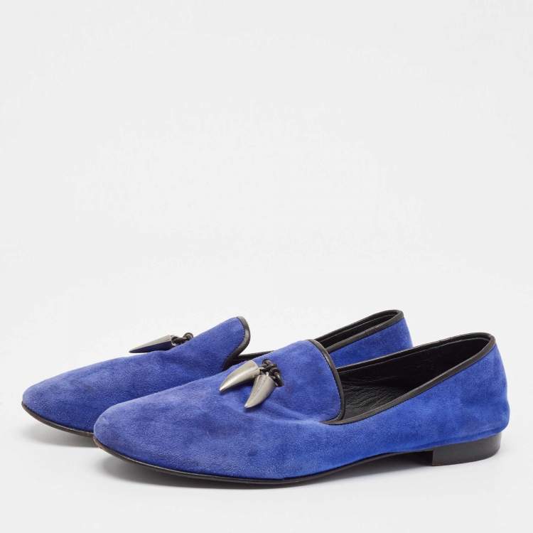 Pre Owned Giuseppe Zanotti Blue Suede Kevin Loafers Size 43
