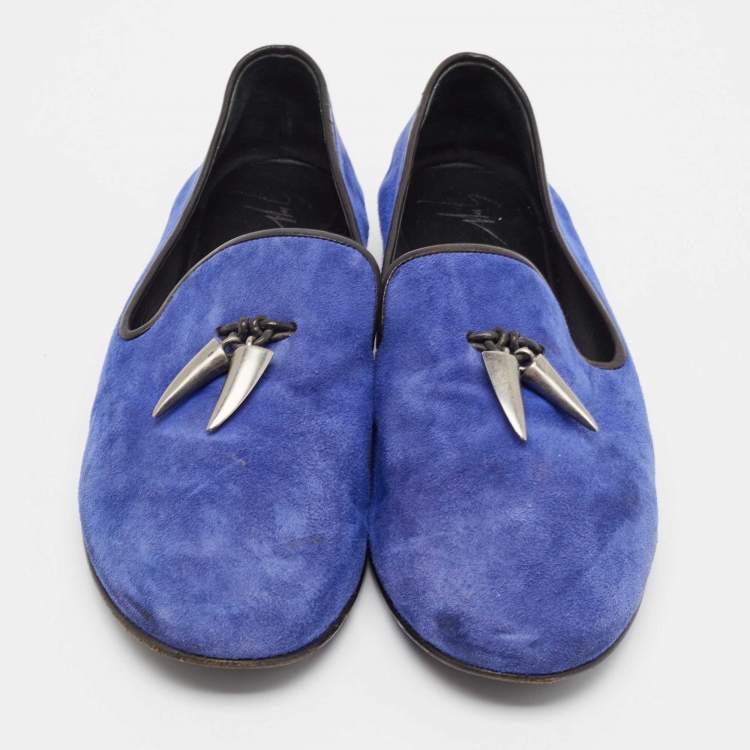 Pre Owned Giuseppe Zanotti Blue Suede Kevin Loafers Size 43