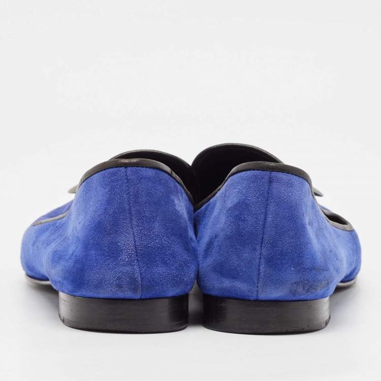Pre Owned Giuseppe Zanotti Blue Suede Kevin Loafers Size 43