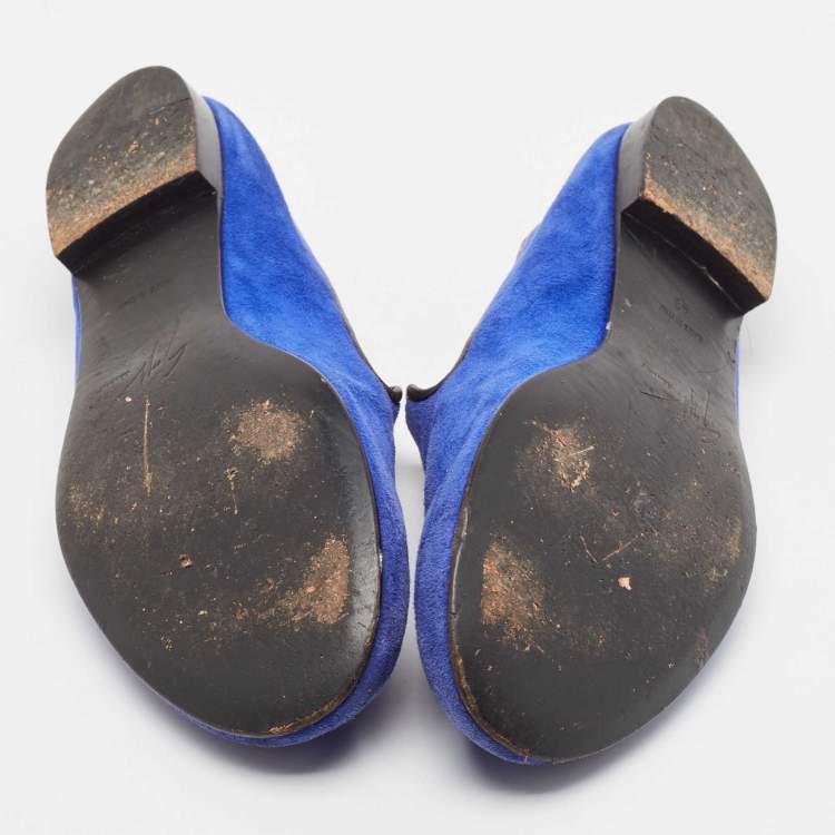 Pre Owned Giuseppe Zanotti Blue Suede Kevin Loafers Size 43