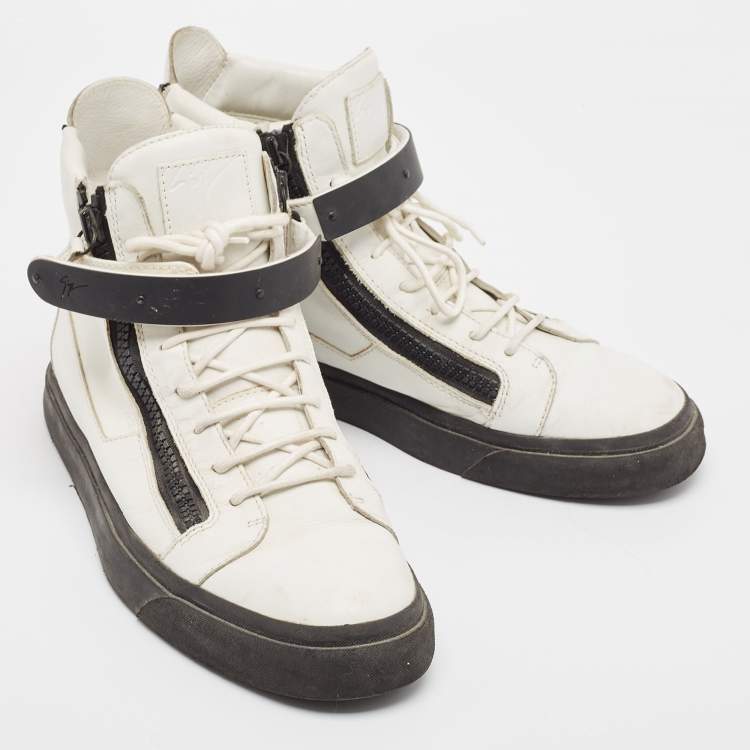 Pre Owned Giuseppe Zanotti White Leather High Top Sneakers Size 46
