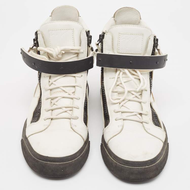 Pre Owned Giuseppe Zanotti White Leather High Top Sneakers Size 46