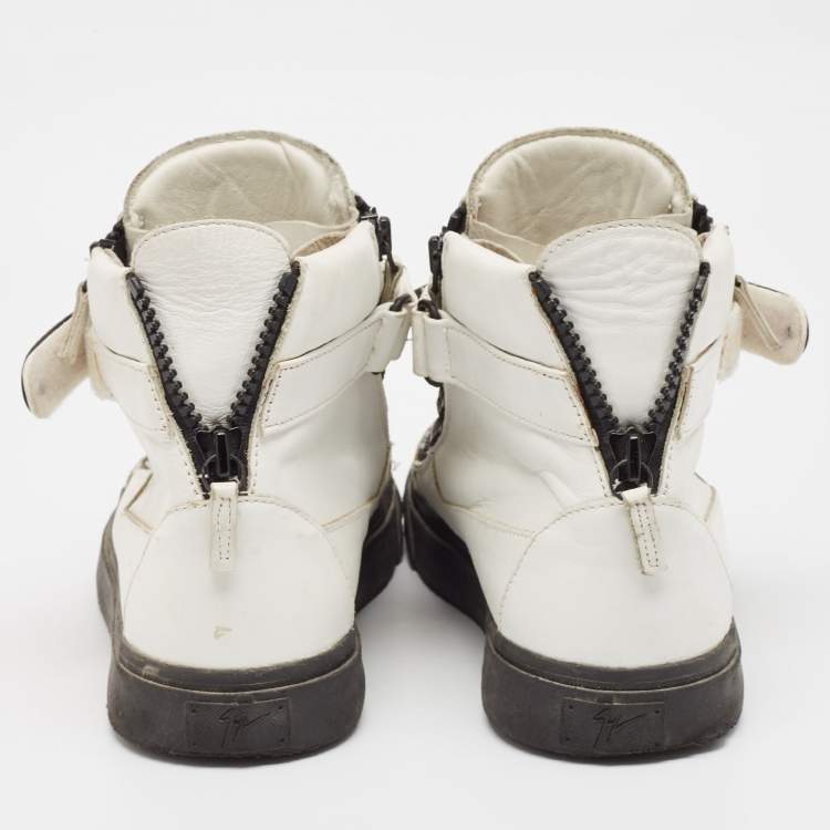 Pre Owned Giuseppe Zanotti White Leather High Top Sneakers Size 46