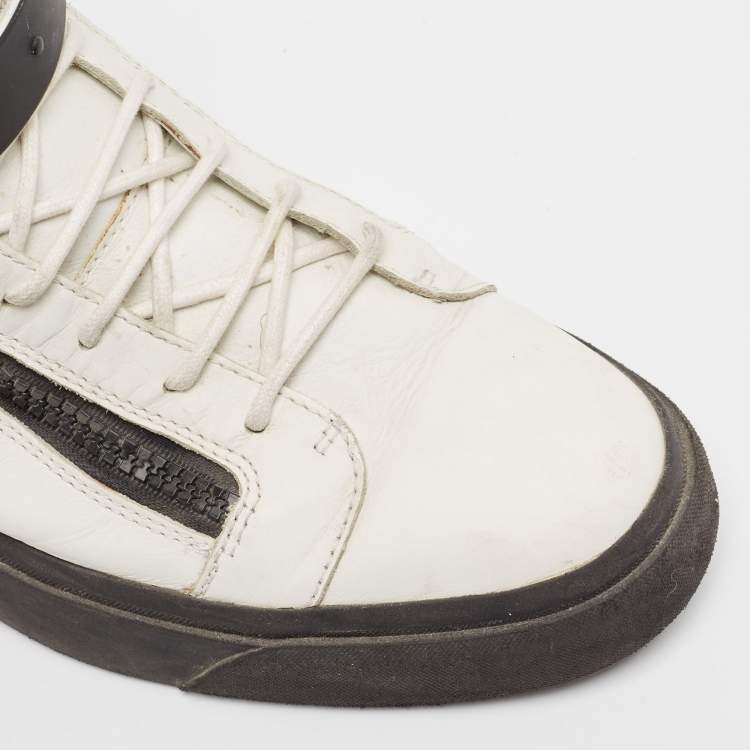 Pre Owned Giuseppe Zanotti White Leather High Top Sneakers Size 46
