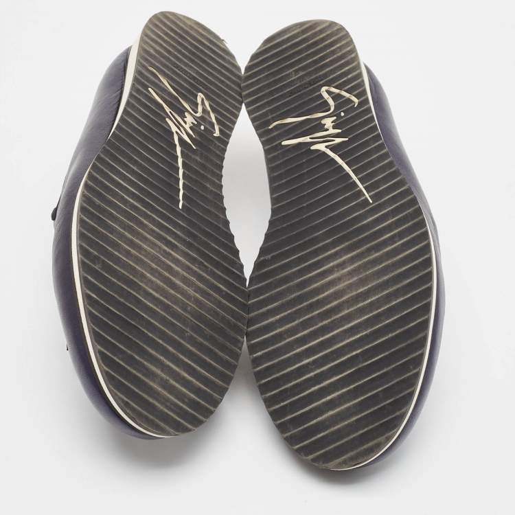 Pre Owned Giuseppe Zanotti Black Leather Anchor Smoking Slippers 43.5