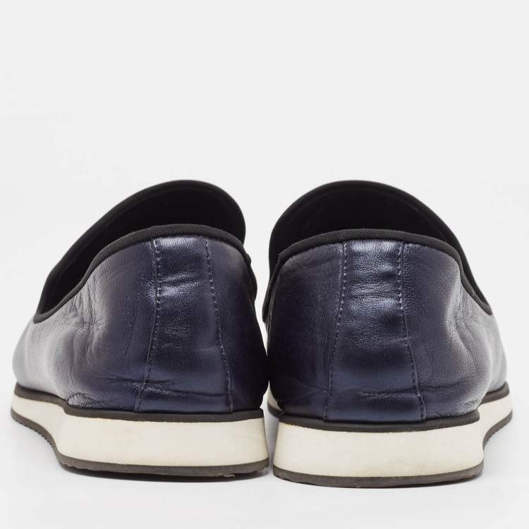 Pre Owned Giuseppe Zanotti Black Leather Anchor Smoking Slippers 43.5
