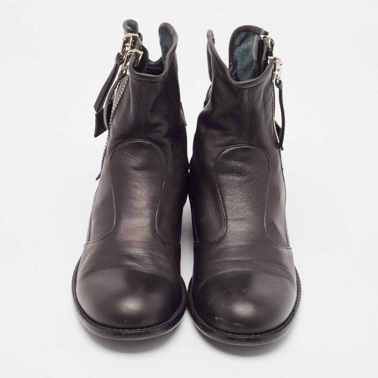 Pre Owned Giuseppe Zanotti Black Leather Ankle Length Boots Size 44