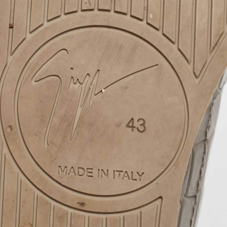 Pre Owned Giuseppe Zanotti Grey Croc Embossed High Top Sneakers Size 43