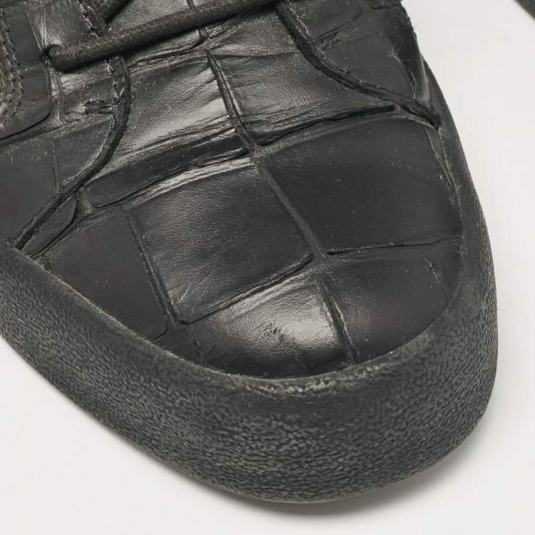 Pre Owned Giuseppe Zanotti Black Croc Embossed Leather London High Top Sneakers Size 42