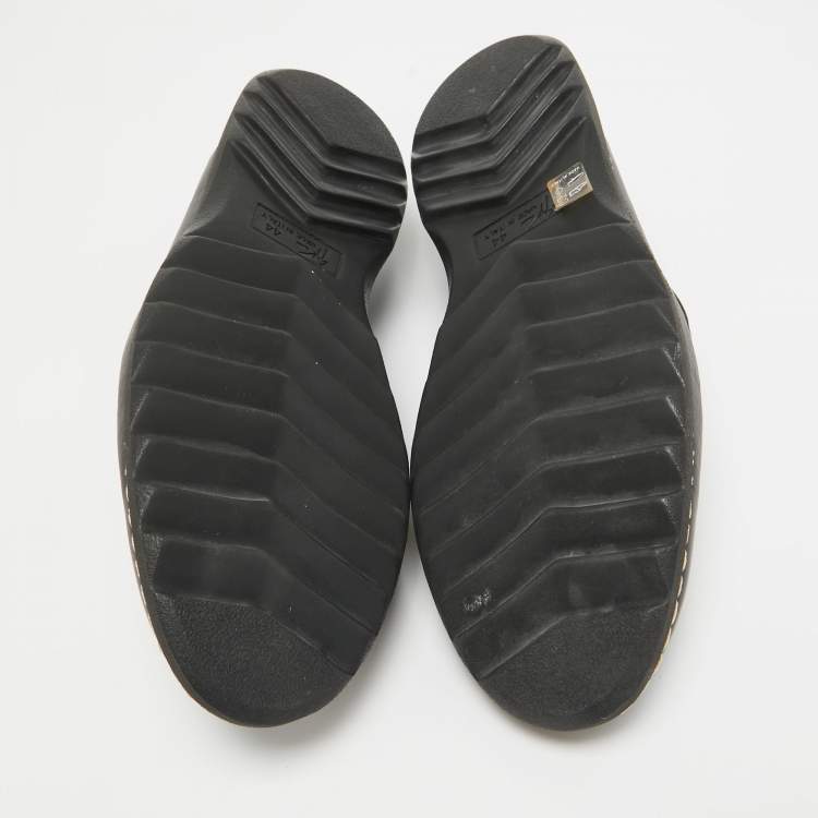 Pre Owned Giuseppe Zanotti Black Leather Shark Tooth Smoking Slippers Size 44
