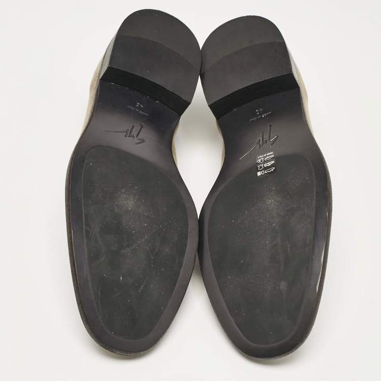 Pre Owned Giuseppe Zanotti Grey Suede Slip on Smoking Slippers Size 45