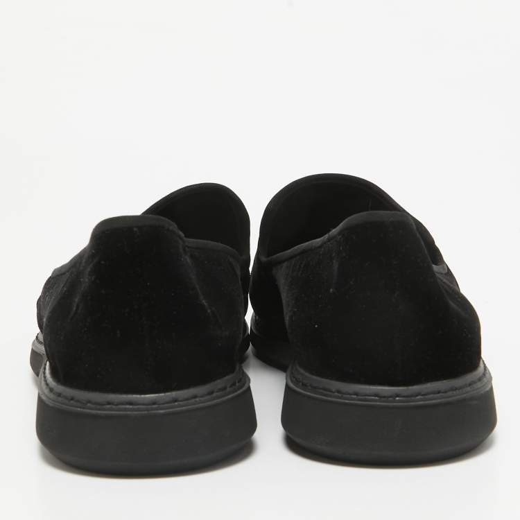 Pre Owned Giuseppe Zanotti Black Velvet Slip on Smoking Slippers Size 44