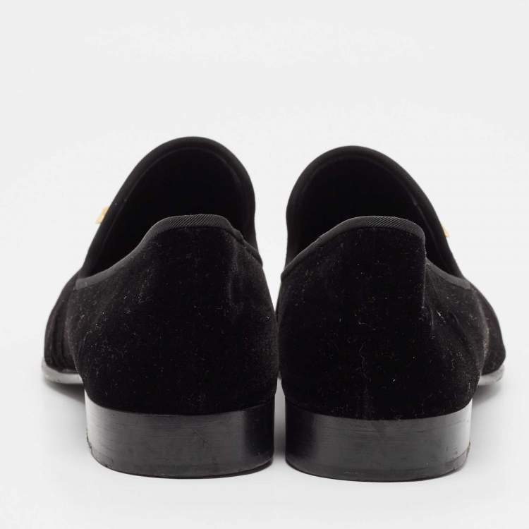 Pre Owned Giuseppe Zanotti Black Velvet Smoking Slippers Size 43