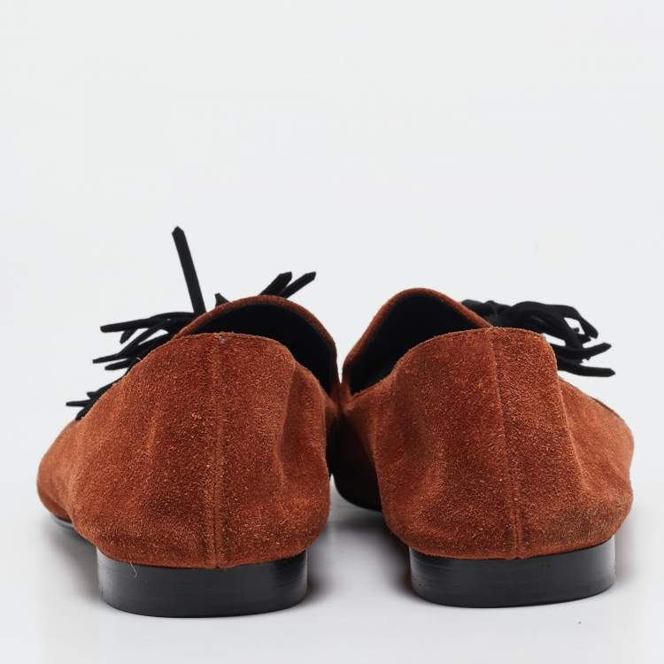 Pre Owned Giuseppe Zannoti Brown Suede Tassel Embellished Slip on Loafers Size 42