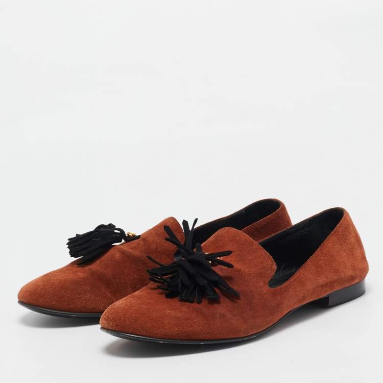 Pre Owned Giuseppe Zannoti Brown Suede Tassel Embellished Slip on Loafers Size 42