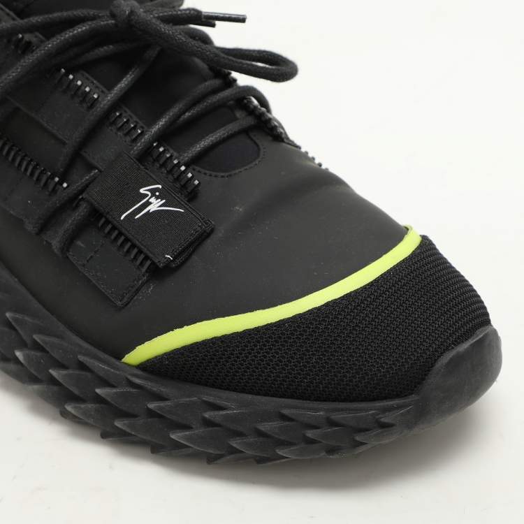 Pre Owned Giuseppe Zanotti Black Mesh and Rubber Urchin Low Top Sneakers Size 42