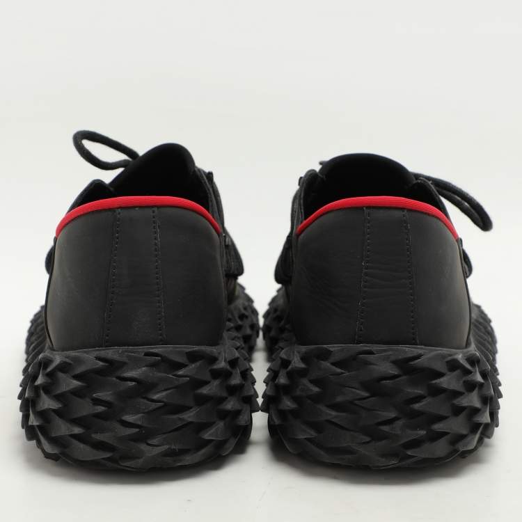Pre Owned Giuseppe Zanotti Black Mesh and Rubber Urchin Low Top Sneakers Size 42