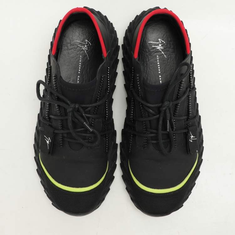 Pre Owned Giuseppe Zanotti Black Mesh and Rubber Urchin Low Top Sneakers Size 42