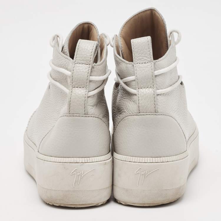 Pre Owned Giuseppe Zanotti Grey Leather High Top Sneakers Size 44