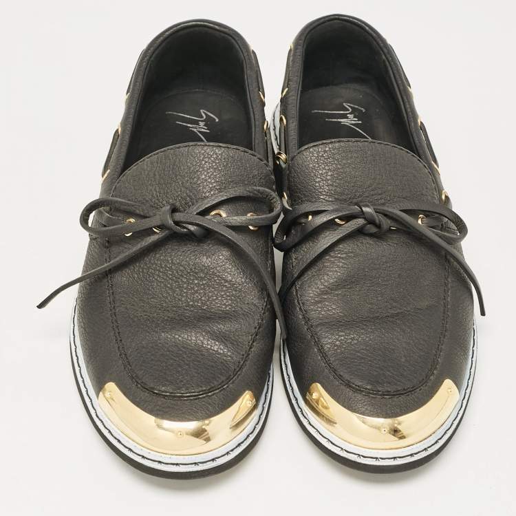 Pre Owned Giuseppe Zanotti Black Leather Bow Slip On Sneakers Size 42