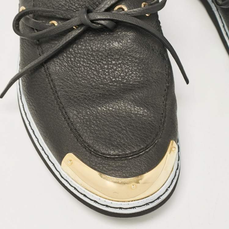 Pre Owned Giuseppe Zanotti Black Leather Bow Slip On Sneakers Size 42
