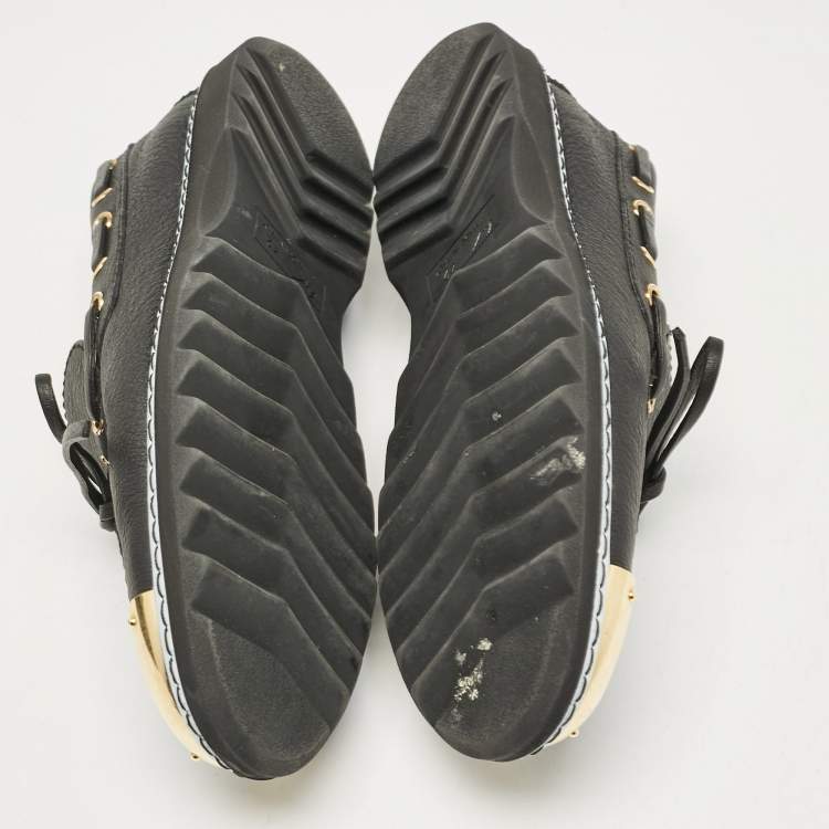 Pre Owned Giuseppe Zanotti Black Leather Bow Slip On Sneakers Size 42