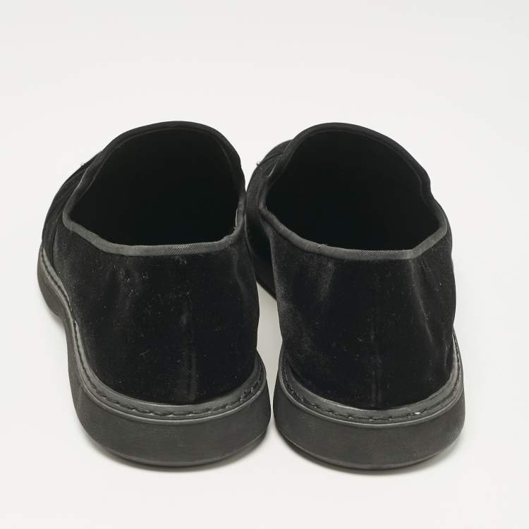 Pre Owned Giuseppe Zanotti Black Velvet Slip On Smoking Slippers Size 44